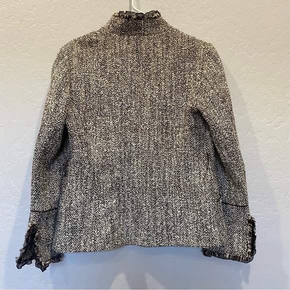 Lafayette 148 New York Wool Blend Brown and Beige Tweed Blazer Size 8 - Picture 5 of 11